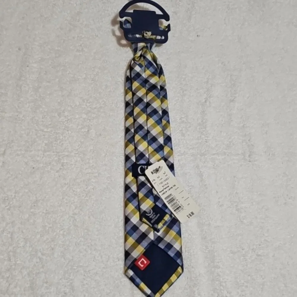 Chaps Boys Blue Yellow Patterned Clip Necktie New